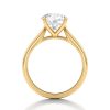 14k yellow gold tapered cathedral solitaire with open gallery with round shape diamond