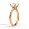 14k rose gold tapered cathedral solitaire with open gallery with round shape diamond