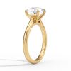 14k yellow gold tapered cathedral solitaire with open gallery with round shape diamond